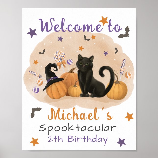 Halloween Birthday Party Welcome Poster (Front)