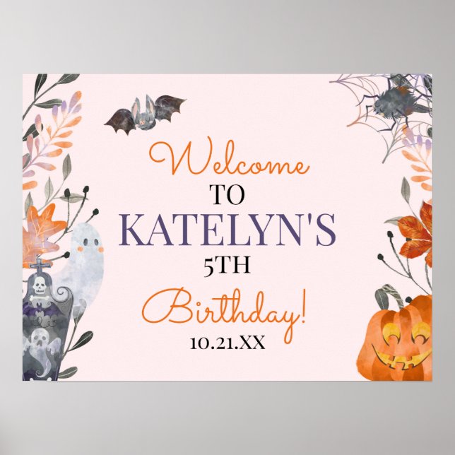 Halloween Birthday Party Welcome Sign (Front)