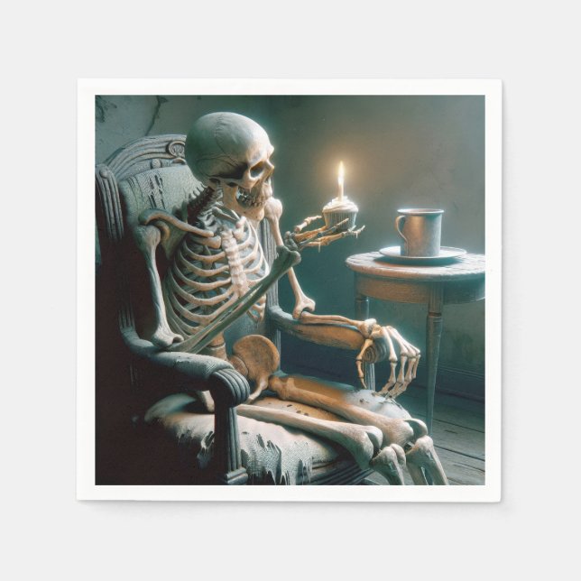 Halloween Birthday Skeleton  Napkin (Front)