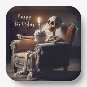 Halloween Birthday Skeleton  Paper Plate