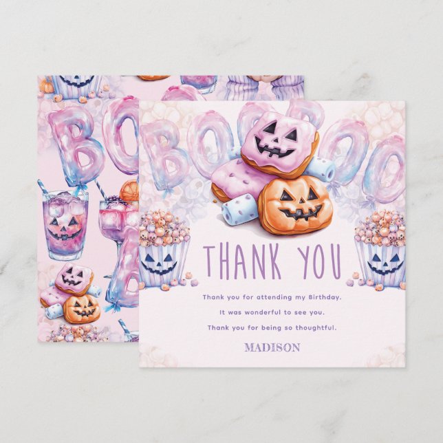 Halloween Birthday Sleepover Thank You Card (Front/Back)