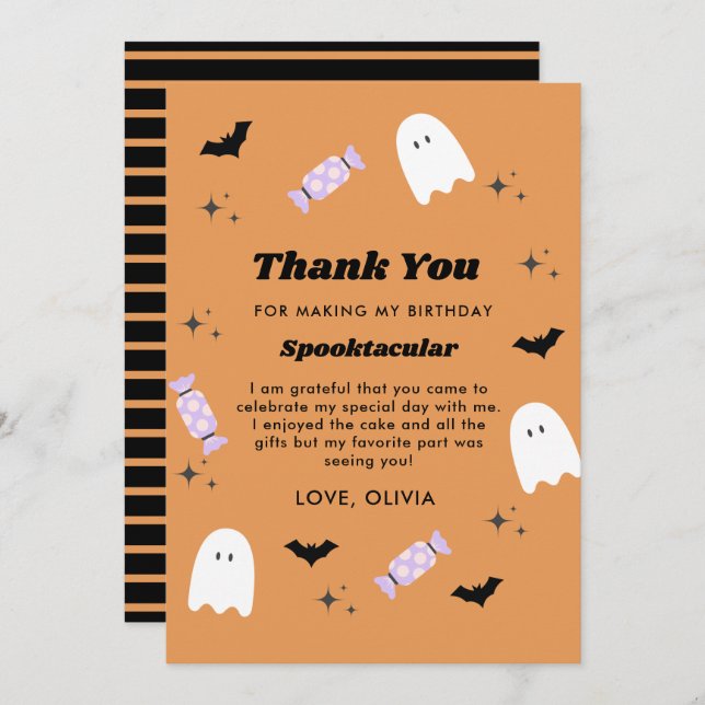  Halloween Birthday Spooktacular Thank You Card (Front/Back)