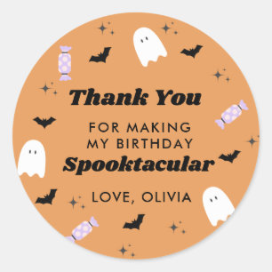 Halloween Birthday Spooktacular Thank you  Classic Round Sticker