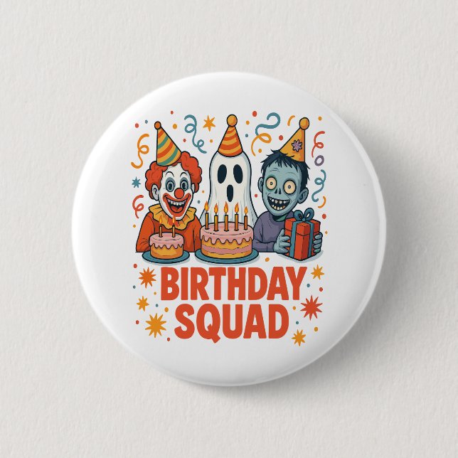 Halloween Birthday Squad Creepy Clown Ghost Zombie 6 Cm Round Badge (Front)