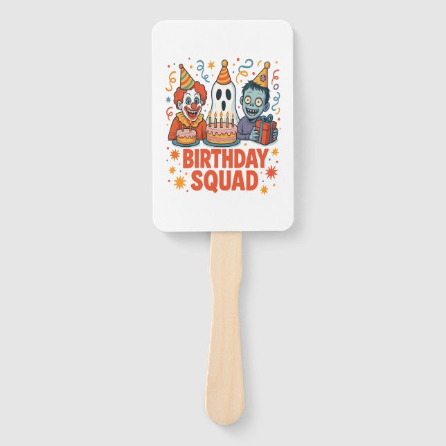 Halloween Birthday Squad Creepy Clown Ghost Zombie Hand Fan (Front)