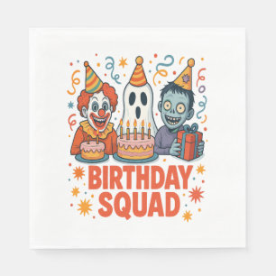 Halloween Birthday Squad Creepy Clown Ghost Zombie Napkin