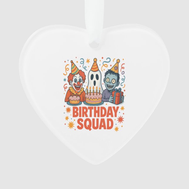 Halloween Birthday Squad Creepy Clown Ghost Zombie Ornament (Front)