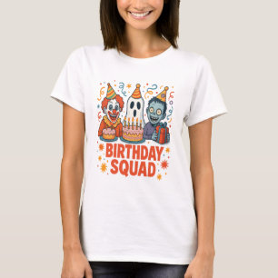 Halloween Birthday Squad Creepy Clown Ghost Zombie T-Shirt