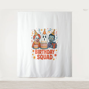 Halloween Birthday Squad Creepy Clown Ghost Zombie Tapestry