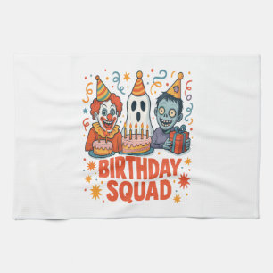 Halloween Birthday Squad Creepy Clown Ghost Zombie Tea Towel