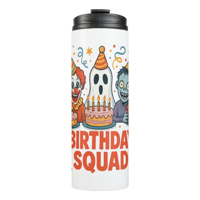 Halloween Birthday Squad Creepy Clown Ghost Zombie Thermal Tumbler (Front)