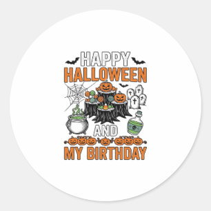 Halloween Birthday Vintage Pumpkin Party Design_1 Classic Round Sticker
