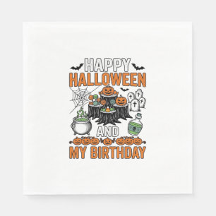 Halloween Birthday Vintage Pumpkin Party Design_1 Napkin