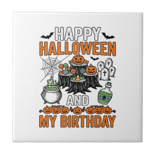 Halloween Birthday Vintage Pumpkin Party Design_1 Tile