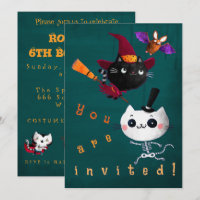 Halloween Birthday Witch Cats Bat Vampire Skeleton