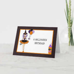Halloween Birthday Witch Greeting Card