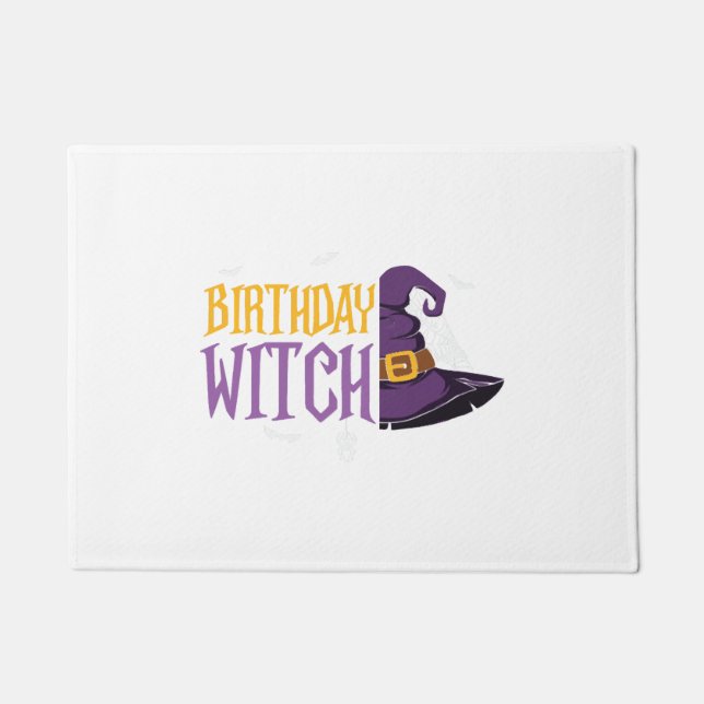 Halloween birthday witch hat funny halloween doormat (Front)