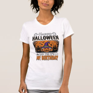 Halloween Birthday Witch Pumpkin Vintage Shirt Des