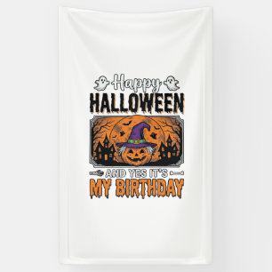 Halloween Birthday Witch Pumpkin Vintage Shirt Des Banner