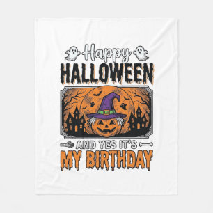 Halloween Birthday Witch Pumpkin Vintage Shirt Des Fleece Blanket