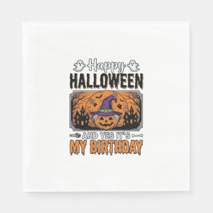 Halloween Birthday Witch Pumpkin Vintage Shirt Des Napkin