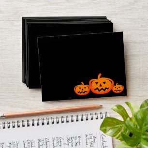 Halloween black and orange jack o lantern design envelope
