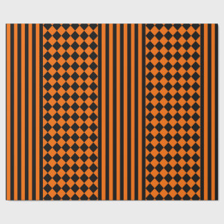 Halloween Black and Orange mix pattern Wrapping Paper