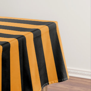 Halloween Black and Orange Witch Stripes Patterned Tablecloth