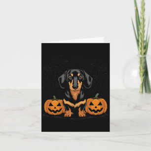 Halloween Black And Tan Dachshund Dog With Card