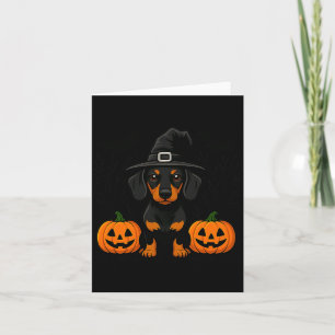 Halloween Black And Tan Dachshund Witch Spooky Card