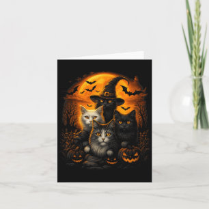 Halloween Black And White Cats With Pumpkins Full Card