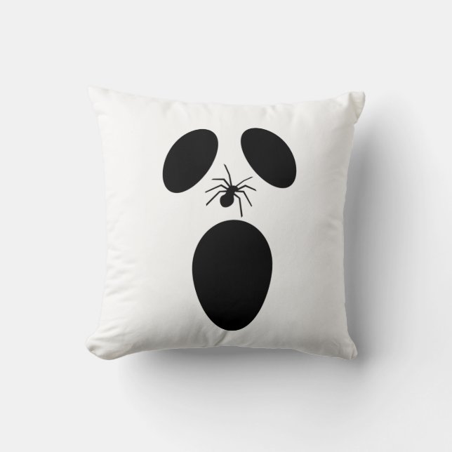 Halloween Black and White Scary Ghost Face Cushion (Front)