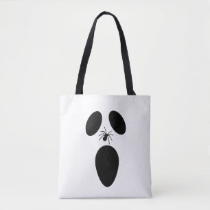 Halloween Black and White Scary Ghost Face Tote Bag