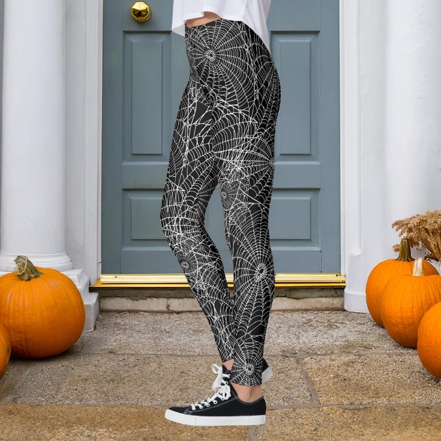Halloween Black and White Spider Web Leggings (Creator Uploaded)