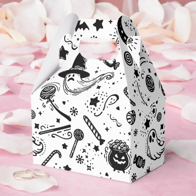 Halloween Black And White Spooky Birthday Party Favour Box (Wedding)
