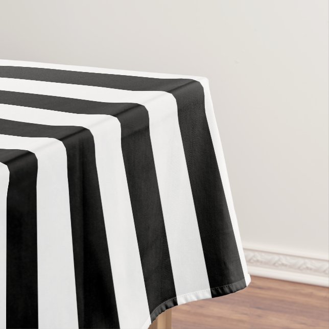 Halloween Black and White Stripes Patterned Tablecloth (In Situ)