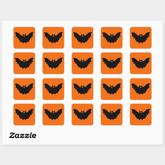 Halloween Black Bat Purple Apron Square Sticker (Sheet)