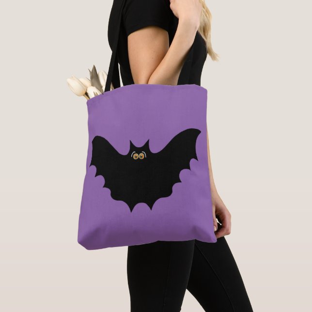 Halloween Black Bat Tote Bag (Close Up)