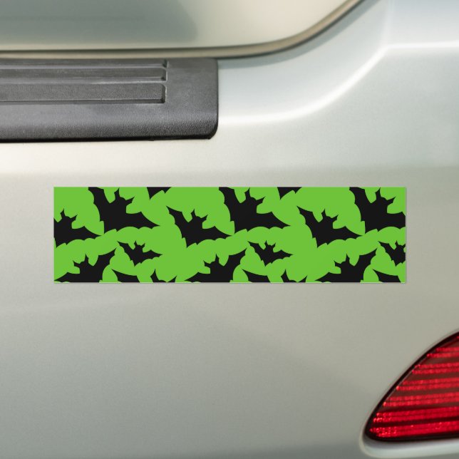 Halloween black bats green cool spooky pattern bumper sticker (On Car)