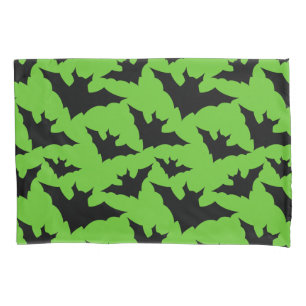 Halloween black bats green cool spooky pattern pillowcase