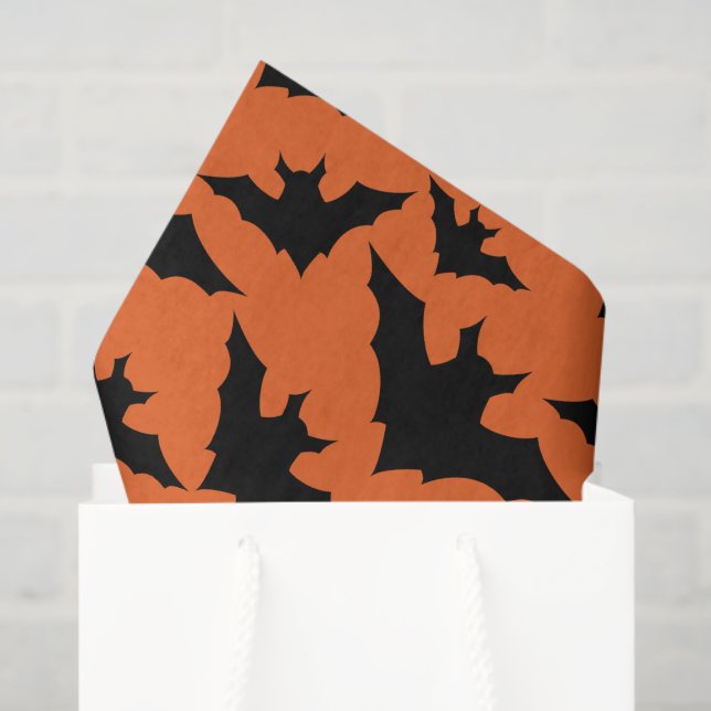 Halloween black bats orange cool spooky pattern tissue paper (Gift Bag)