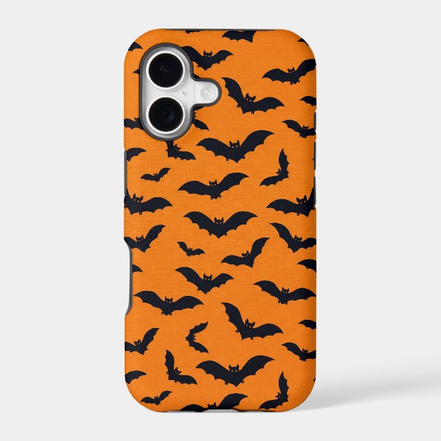 Halloween Black Bats Orange Seamless Pattern (Back)