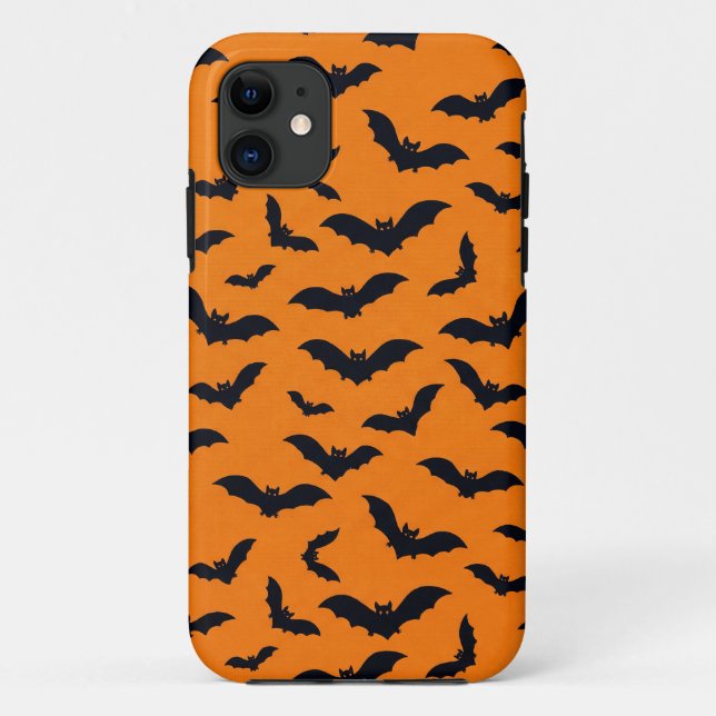 Halloween Black Bats Orange Seamless Pattern Case-Mate iPhone Case (Back)