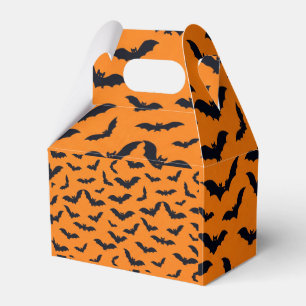 Halloween Black Bats Orange Seamless Pattern Favour Box