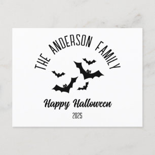 Halloween Black Bats Personalised Name Year Holiday Postcard