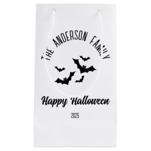 Halloween Black Bats Personalised Name Year Small Gift Bag