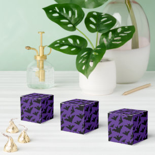 Halloween black bats purple cool spooky pattern favour box