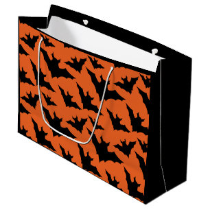 Halloween black bats purple cool spooky pattern large gift bag