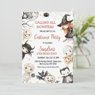 Halloween Black Brown Kids Costume Party Birthday Invitation
