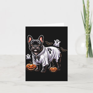 Halloween Black Bulldog Ghost Pumpkins Bats Puppy Card